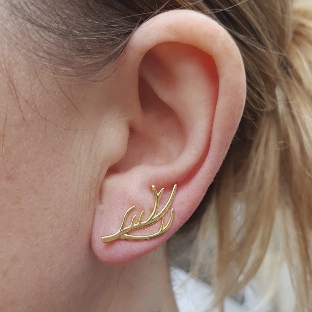 🎉 New Gold Plated Antler Climber Earrings set